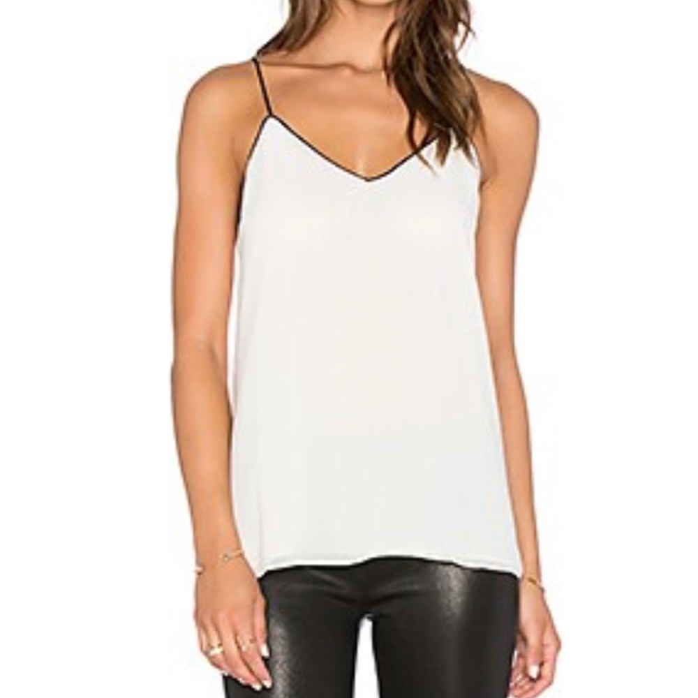 Crème white camisole black straps
